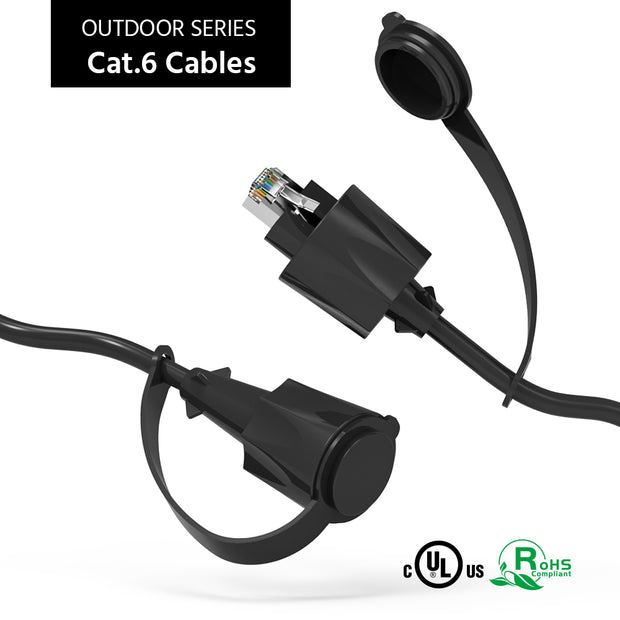 6Ft Cat.6 SFTP Industrial Outdoor Patch Cable w/Dust Cap Black