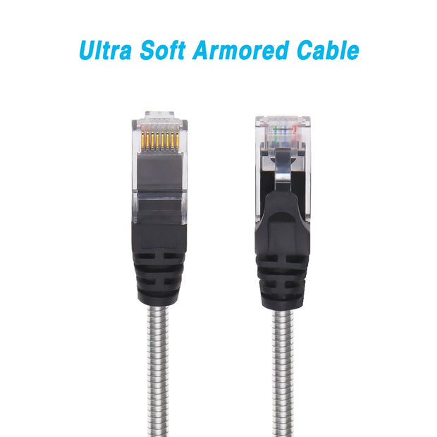 50FT CAT.6A Patch Cable Armored Anti-Rodent Slim 28AWG