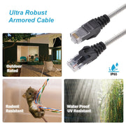 65FT CAT.6A Patch Cable Armored Anti-Rodent 24AWG