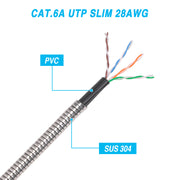 50FT CAT.6A Patch Cable Armored Anti-Rodent Slim 28AWG