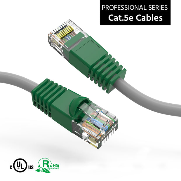 5Ft Cat.5e Crossover Cable Gray Wire/Green Boot