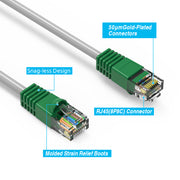 15Ft Cat.5e Crossover Cable Gray Wire/Green Boot