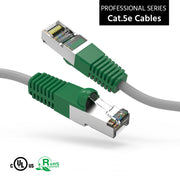 25Ft Cat.5E Shielded Crossover Cable Gray Wire/Green Boot