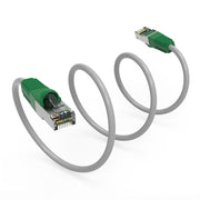 10Ft Cat.5E Shielded Crossover Cable Gray Wire/Green Boot