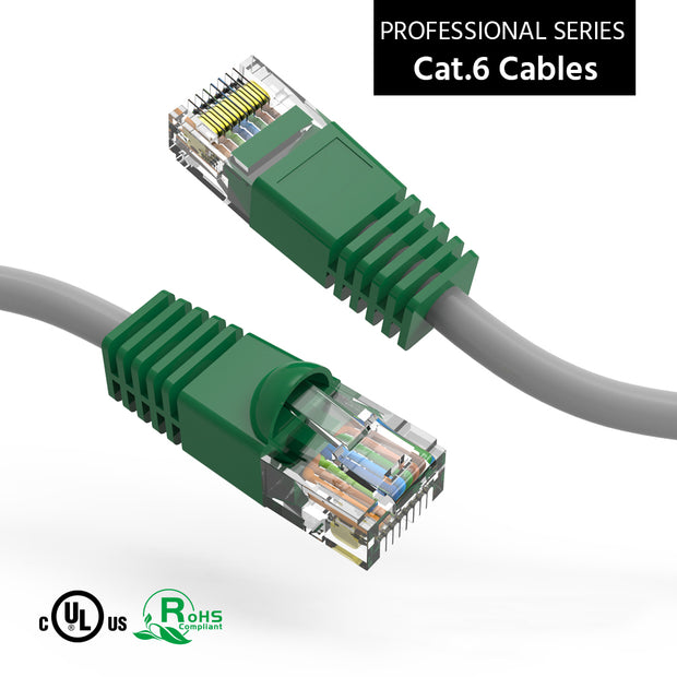 3Ft Cat.6 Crossover Cable Gray Wire/Green Boot