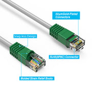3Ft Cat.6 Crossover Cable Gray Wire/Green Boot