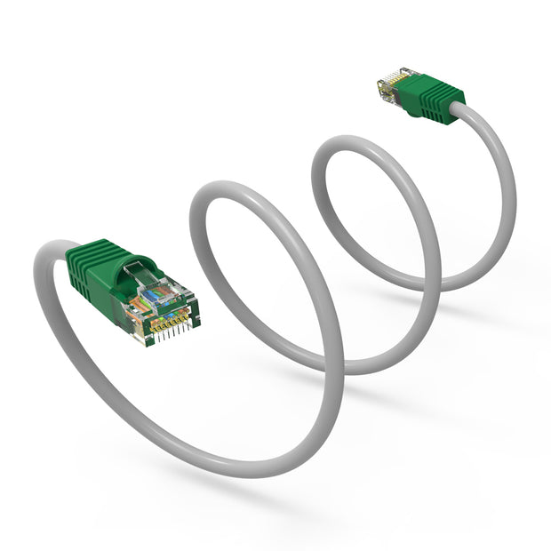 3Ft Cat.6 Crossover Cable Gray Wire/Green Boot