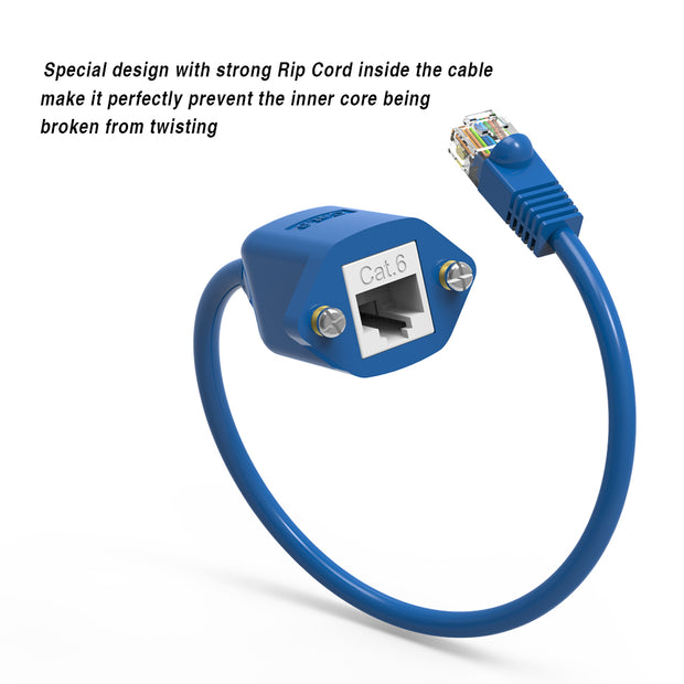 4Ft Panel-Mount Cat.6 Ethernet Cable Blue