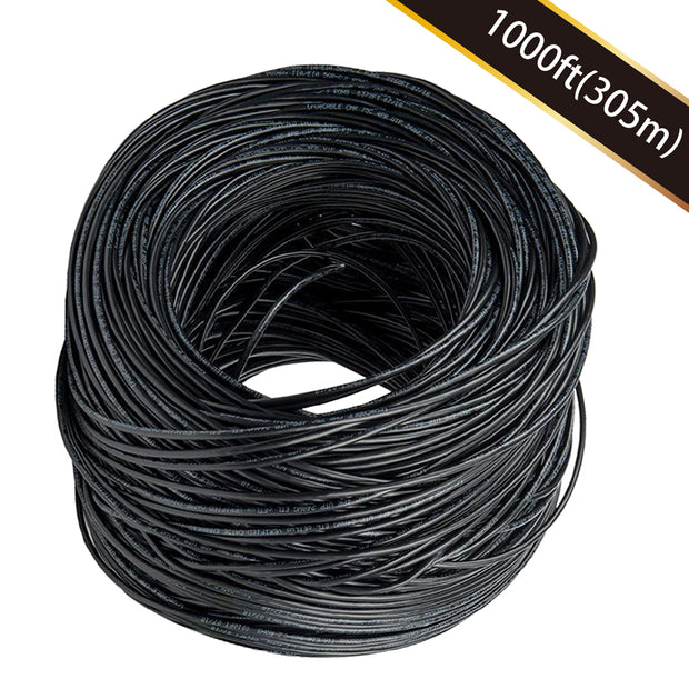 1000ft Cat.5e UTP 24AWG Solid CMR Bulk Cable Black, UL Listed