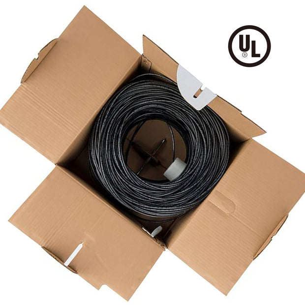 1000ft Cat.5e UTP 24AWG Solid CMR Bulk Cable Black, UL Listed