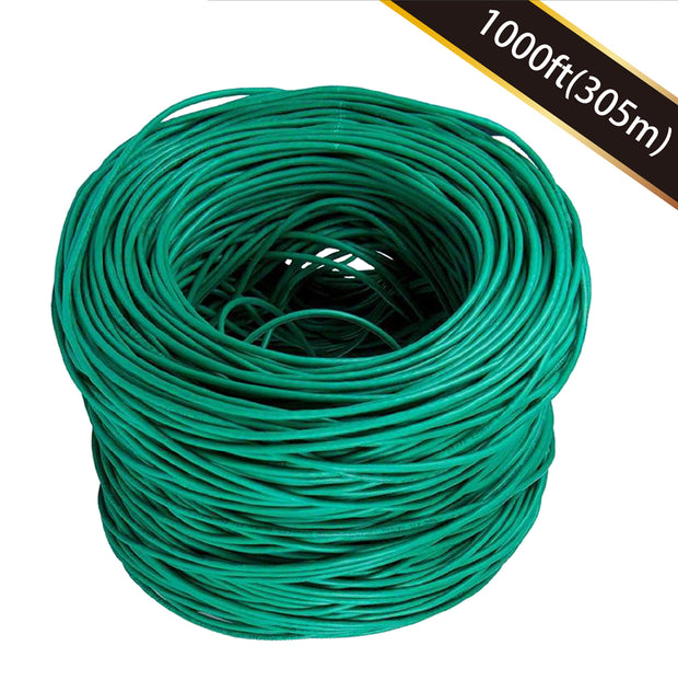 1000ft Cat.5e UTP 24AWG Solid CMR Bulk Cable Green, UL Listed