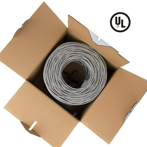 1000ft Cat.5e UTP 24AWG Solid CMR Bulk Cable Gray, UL Listed
