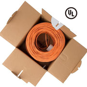 1000ft Cat.5e UTP 24AWG Solid CMR Bulk Cable Orange, UL Listed