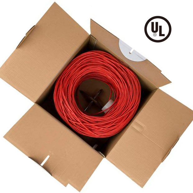 1000ft Cat.5e UTP 24AWG Solid CMR Bulk Cable Red, UL Listed