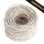 1000ft Cat.5e UTP 24AWG Solid CMR Bulk Cable White, UL Listed