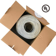 1000ft Cat.5e UTP 24AWG Solid CMR Bulk Cable White, UL Listed