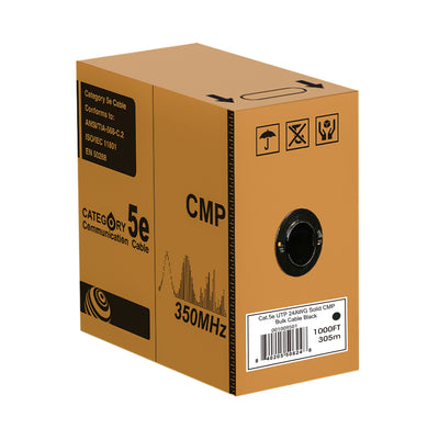 Cat.5e UTP 24AWG Solid CMP bulk cable(black), 1000ft REELEX