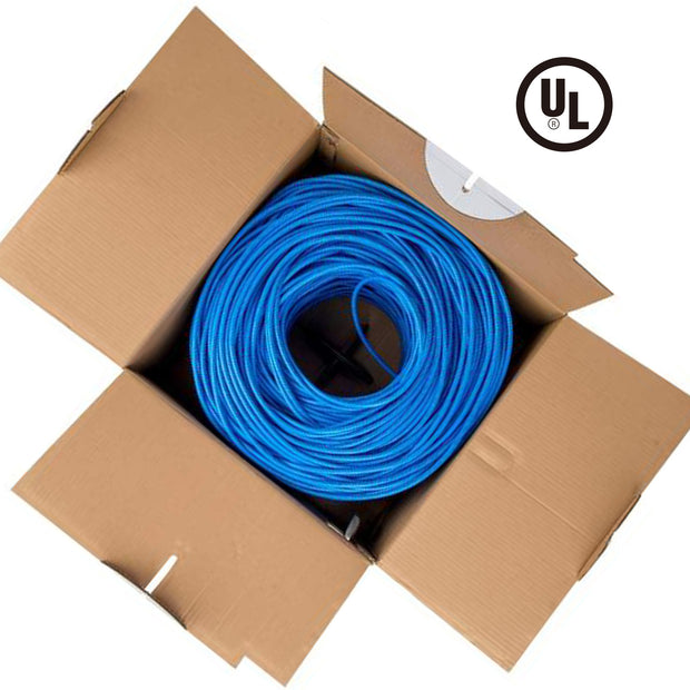 1000ft Cat.6 UTP 23AWG Solid CMR Bulk Cable Blue, UL Listed
