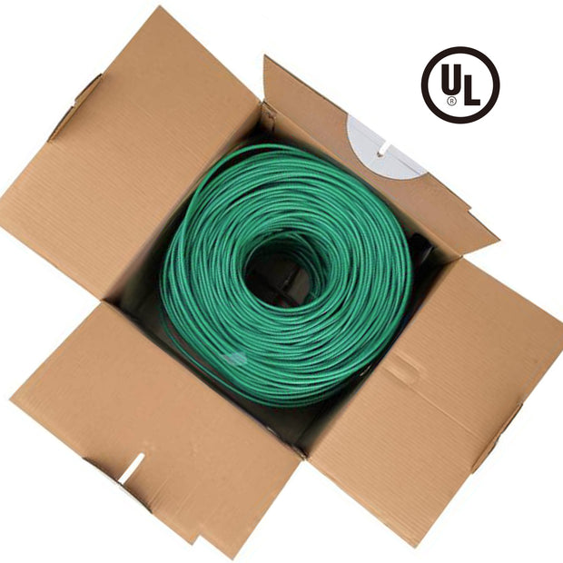 1000ft Cat.6 UTP 23AWG Solid CMR Bulk Cable Green, UL Listed