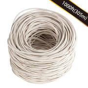1000ft Cat.6 UTP 23AWG Solid CMR Bulk Cable White, UL Listed
