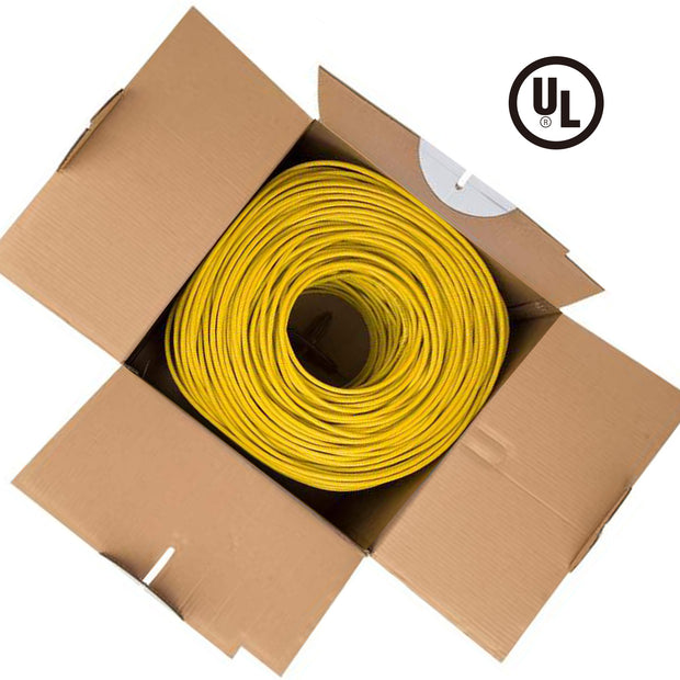 1000ft Cat.6 UTP 23AWG Solid CMR Bulk Cable Yellow, UL Listed
