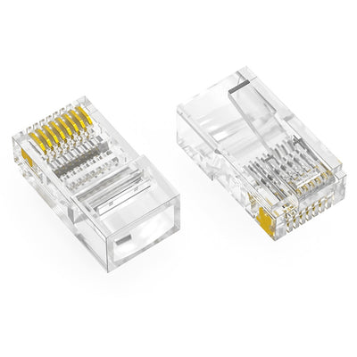 RJ45 Cat.5E Plug Solid 2 Prong 6Micron 100pk