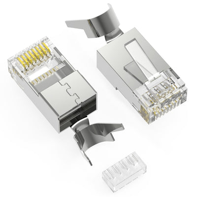 RJ45 Cat.6 Shielded Plug Solid 50Micron 1.5mm dia 3 Prong w/Inserter 100pk