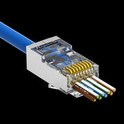 RJ45 Cat.6 STP Feed Through Plug for Solid and Stranded 3-Prong 50 Micron 100pk