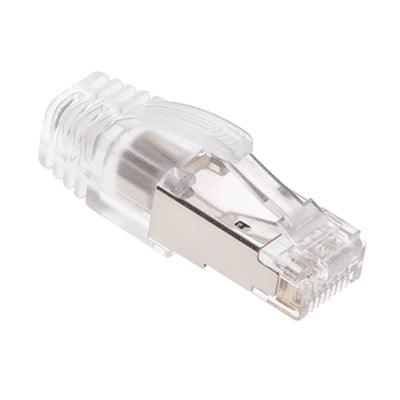 RJ45 CAT.8 Shielded Plug 50Micron 3prong with Clear Boot  (50pack)
