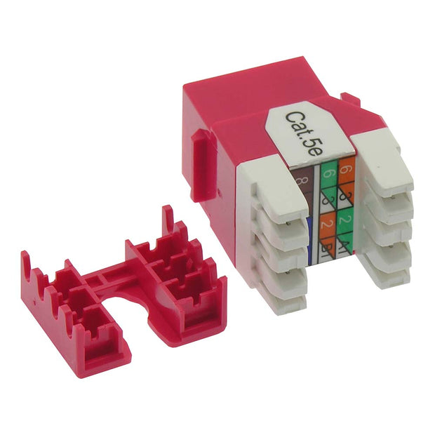 Cat.5E RJ45 110 Type 180° Keystone Jack Red
