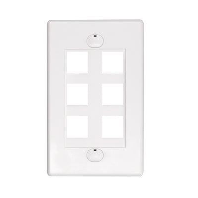 6Port Keystone Wallplate White Decora Type