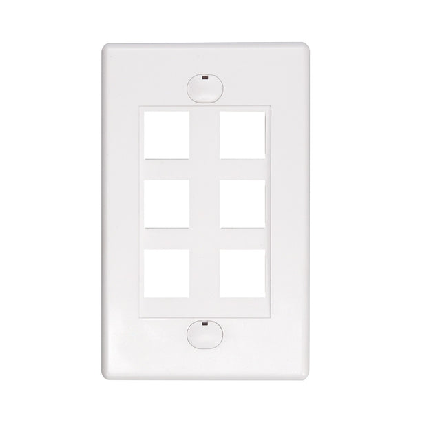 6Port Keystone Wallplate White Decora Type