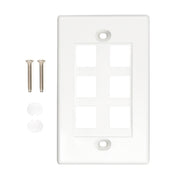 6Port Keystone Wallplate White Decora Type