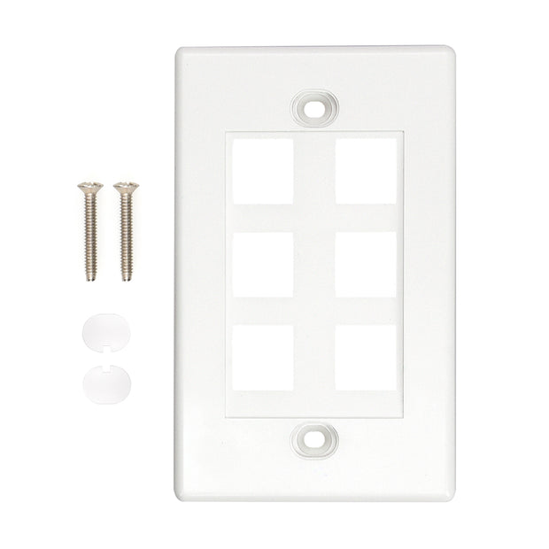 6Port Keystone Wallplate White Decora Type