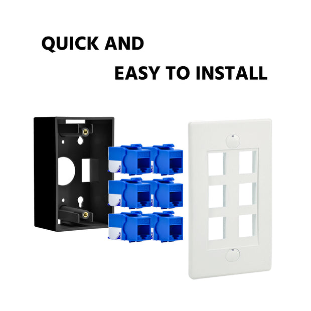 6Port Keystone Wallplate White Decora Type