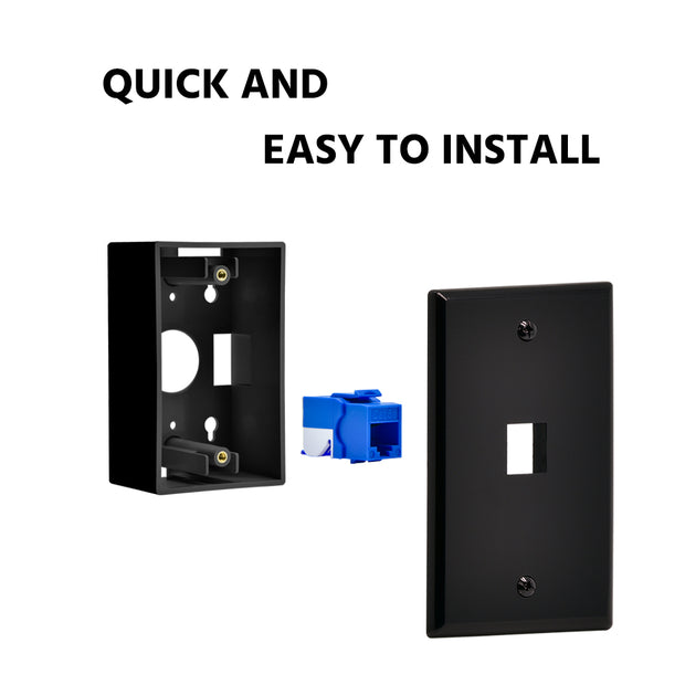 1Port Keystone Wallplate Black Smooth Face