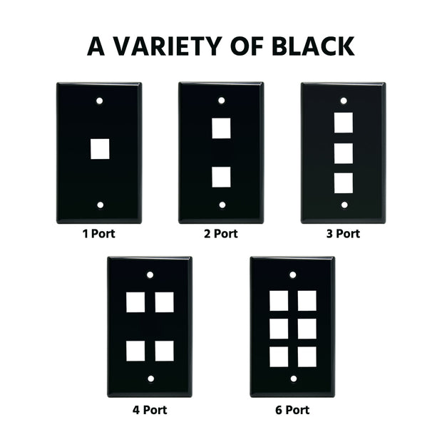 1Port Keystone Wallplate Black Smooth Face