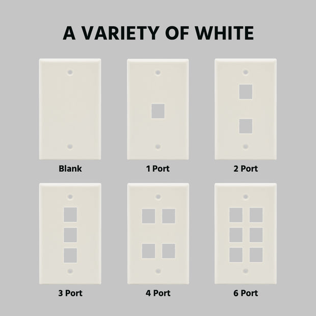 1Port Keystone Wallplate White Smooth Face