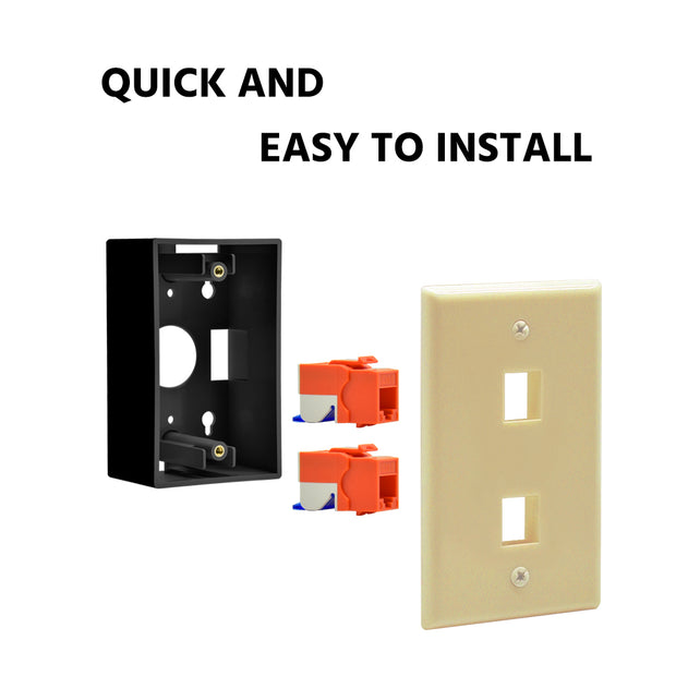 2Port Keystone Wallplate Ivory Smooth Face