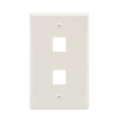 2Port Keystone Wallplate White Smooth Face
