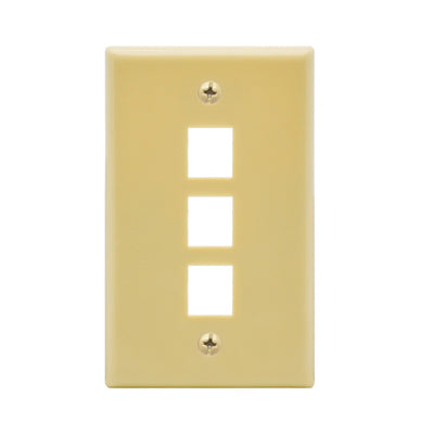 3Port Keystone Wallplate Ivory Smooth Face