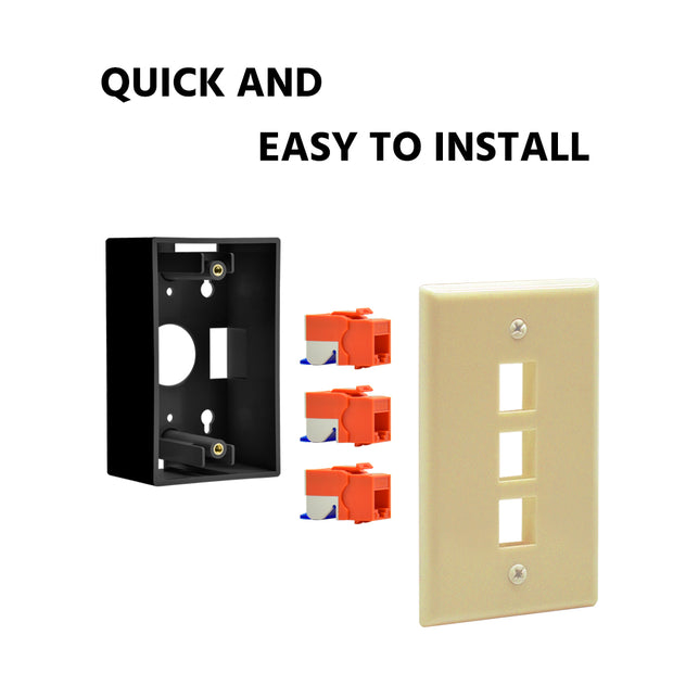 3Port Keystone Wallplate Ivory Smooth Face