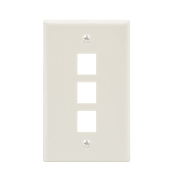 3Port Keystone Wallplate White Smooth Face