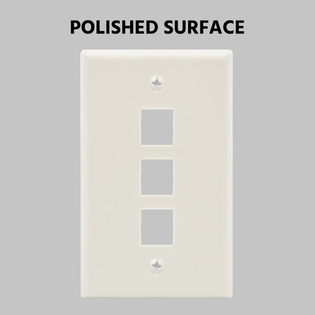 3Port Keystone Wallplate White Smooth Face