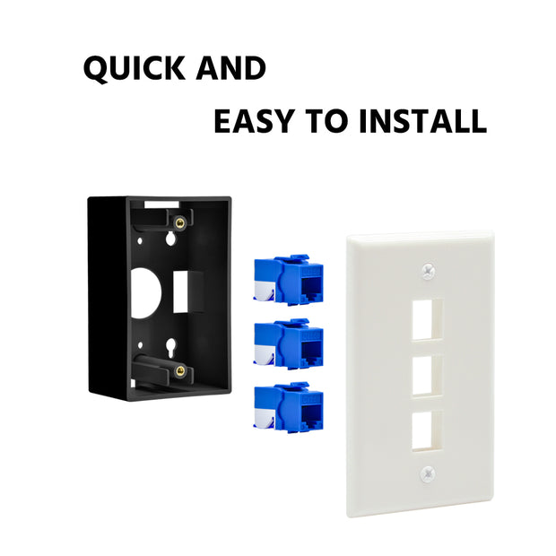 3Port Keystone Wallplate White Smooth Face