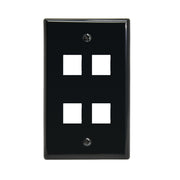 4Port Keystone Wallplate Black Smooth Face
