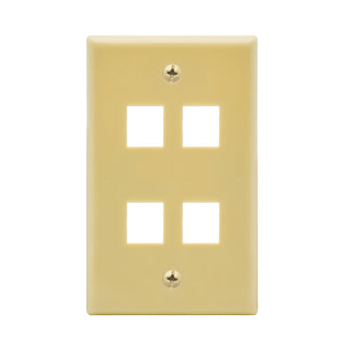 4Port Keystone Wallplate Ivory Smooth Face