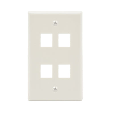 4Port Keystone Wallplate White Smooth Face