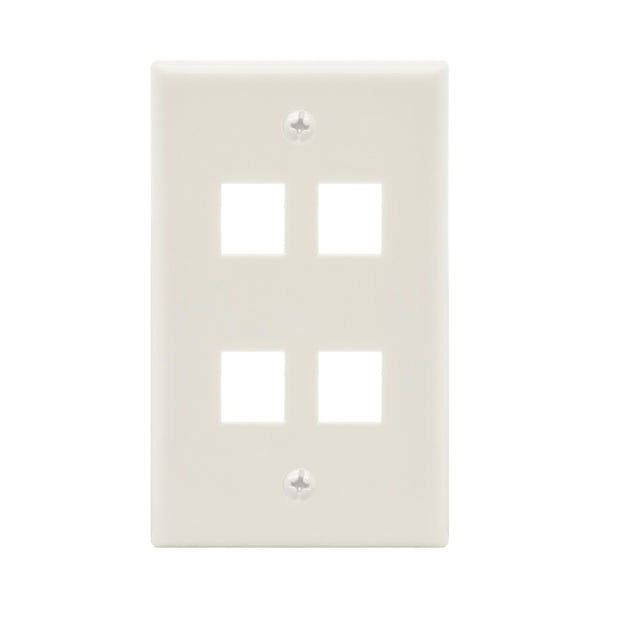 4Port Keystone Wallplate White Smooth Face