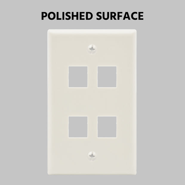 4Port Keystone Wallplate White Smooth Face